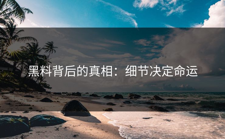 黑料背后的真相：细节决定命运